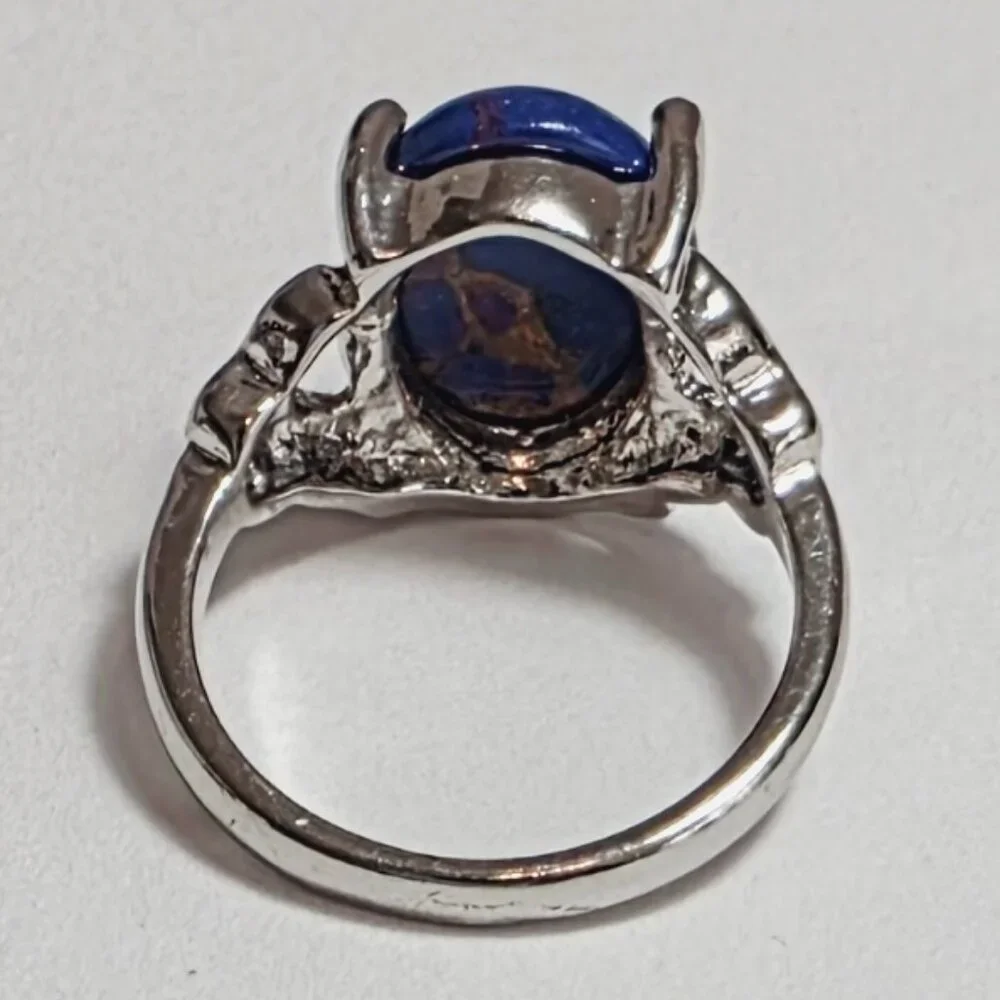 Blue and Copper Stone Statement Ring Silver Tone | EU 16 (US 6) - Picture 6 of 7